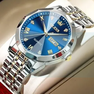Olevs Business Quartz Watch for Men Luxury Diamond Dial Stainless Steel Watch for men