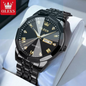 Olevs Business Quartz Watch for Men Luxury Diamond Dial Stainless Steel Watch for men