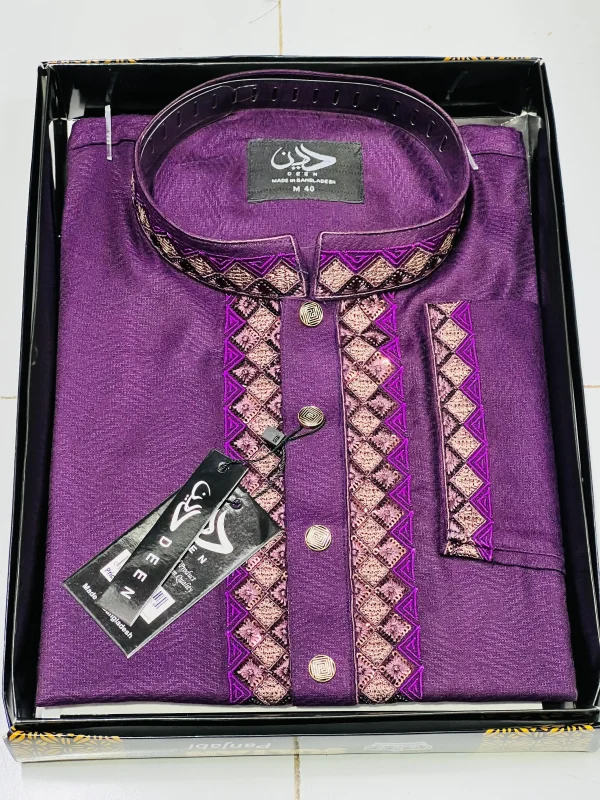 Men's Cotton Premium Print Panjabi- Soft Violet Color